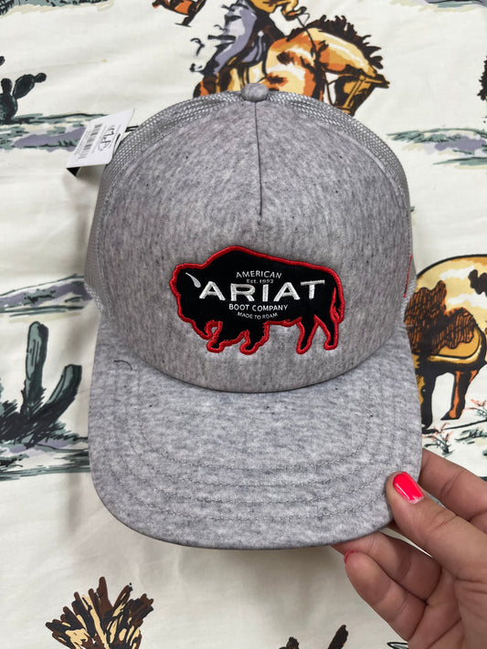 Ariat-Buffalo stitched on a grey cap - Wines'Designs