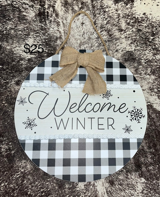 Welcome winter circle sign - Wines'Designs