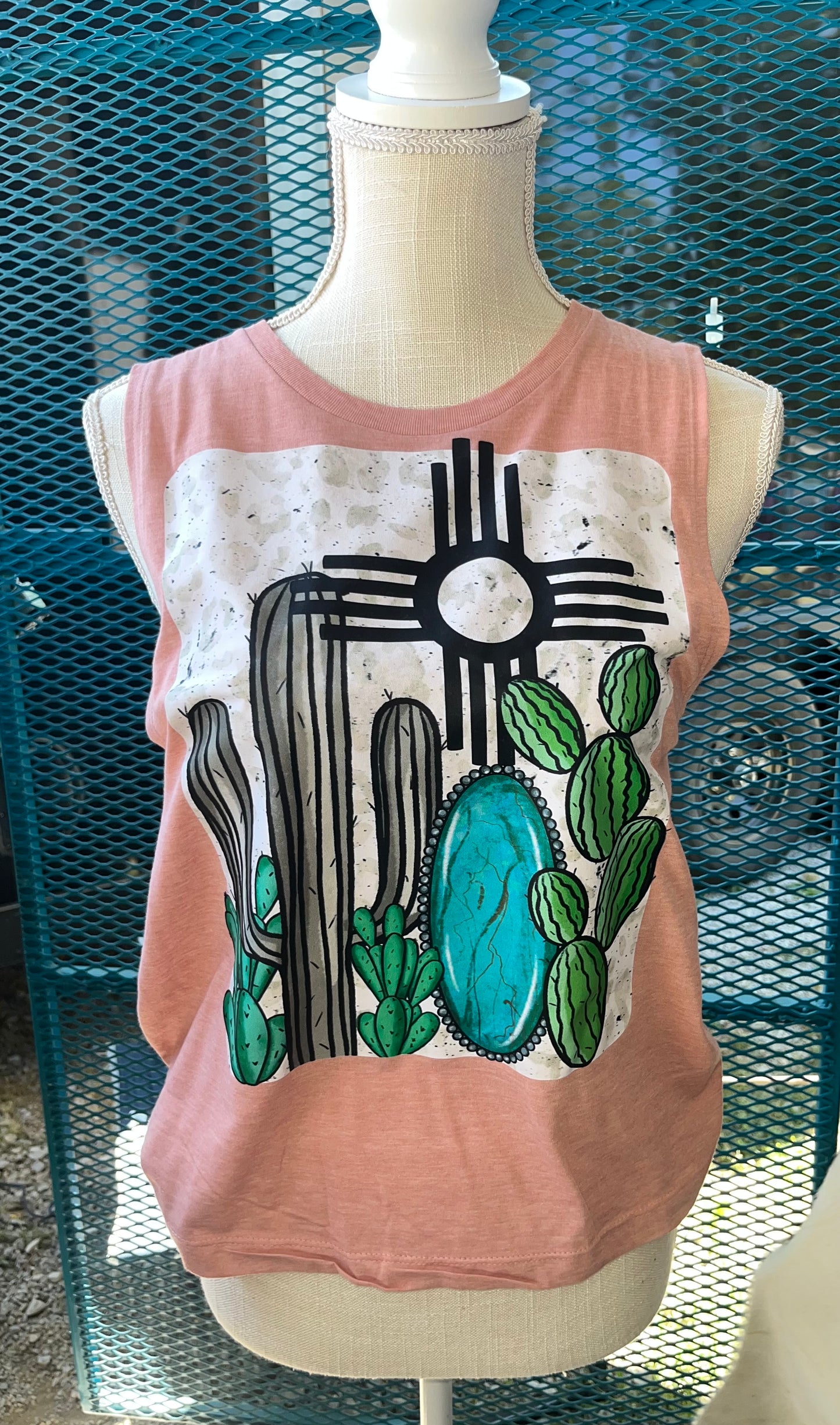 Zia with turquoise and cacti - Wines'Designs