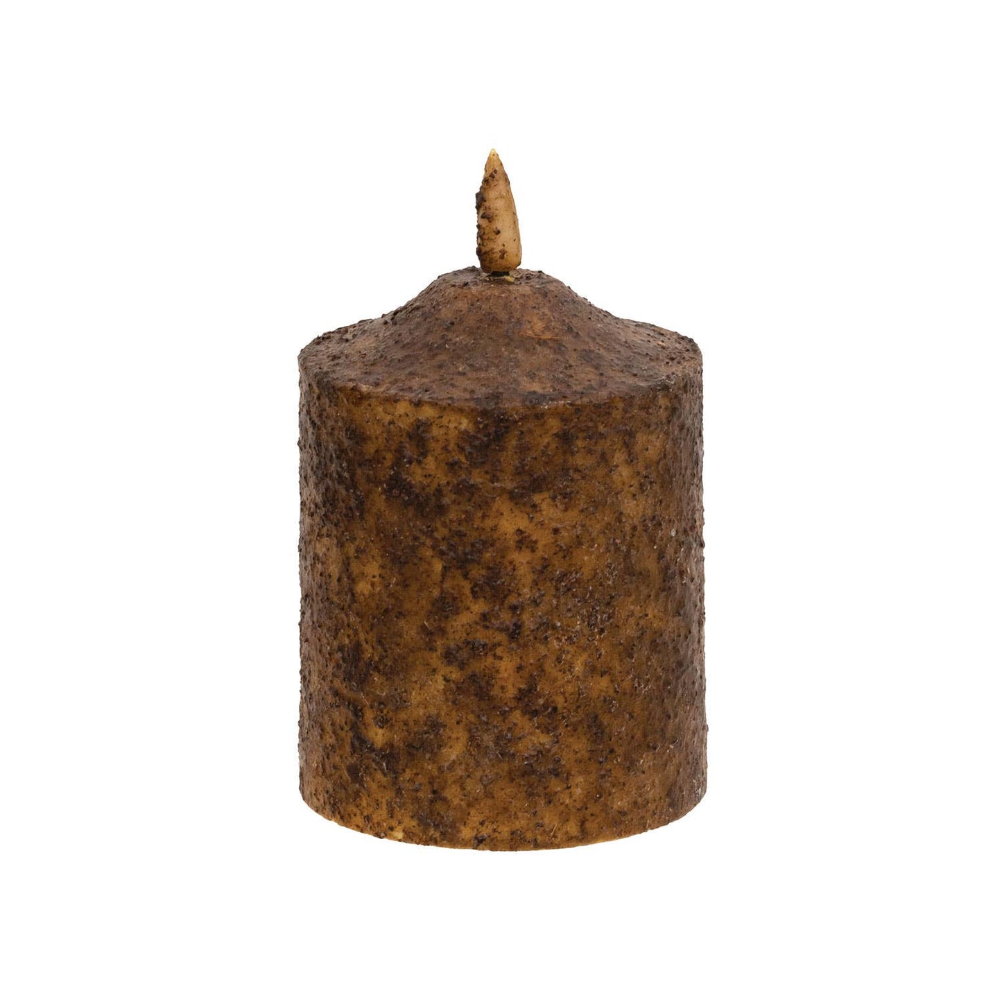 The Hearthside Collection - Burnt Mustard Flicker Flame Timer Cake Pillar, 4" - Wines'Designs