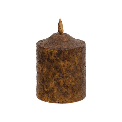 The Hearthside Collection - Burnt Mustard Flicker Flame Timer Cake Pillar, 4" - Wines'Designs