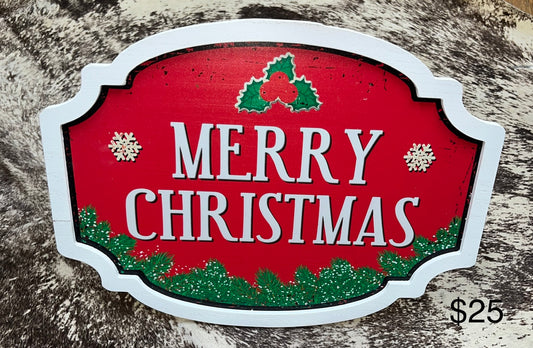 Merry Christmas stand alone sign - Wines'Designs