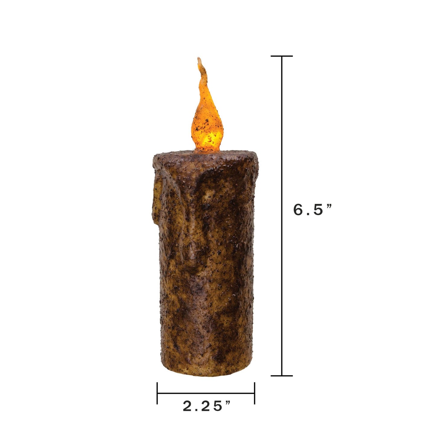 The Hearthside Collection - 6.5" Burnt Mustard Dripped Flicker Pillar - Wines'Designs