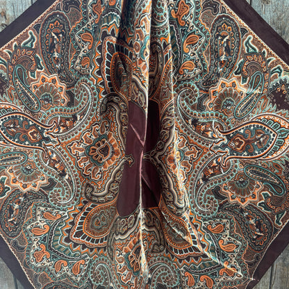 Brown and Orange Paisley Wild Rag - Western Scarf