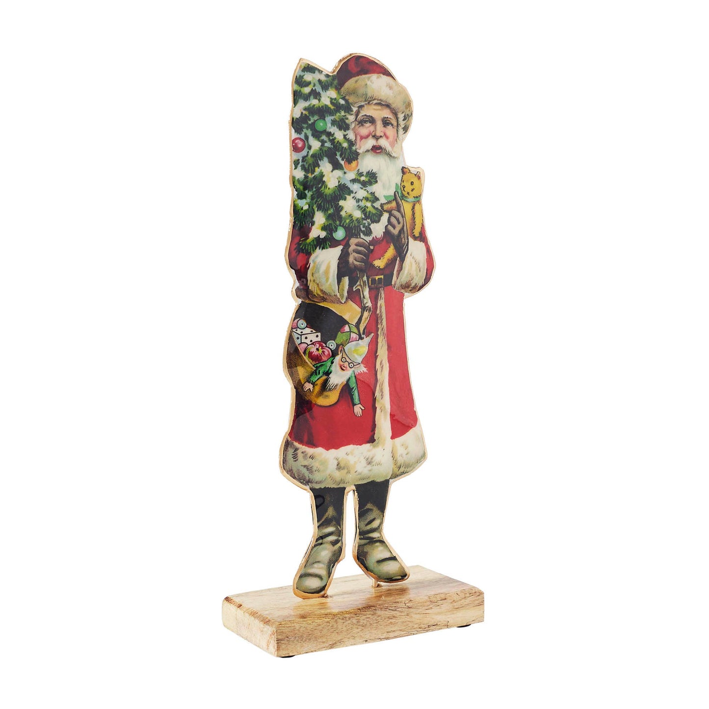 VHC Brands - Vintage Nostalgic Santa Christmas Tree Figurine 12x5x2 - Wines'Designs