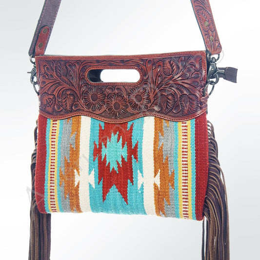 Multicolor saddle blanket crossbody with fringe - Wines'Designs