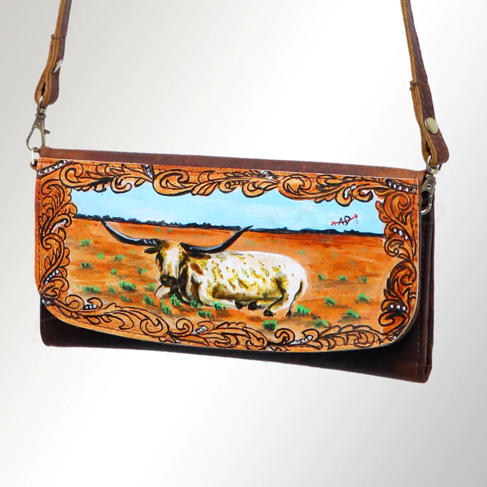 Painted longhorn wallet - Wines'Designs