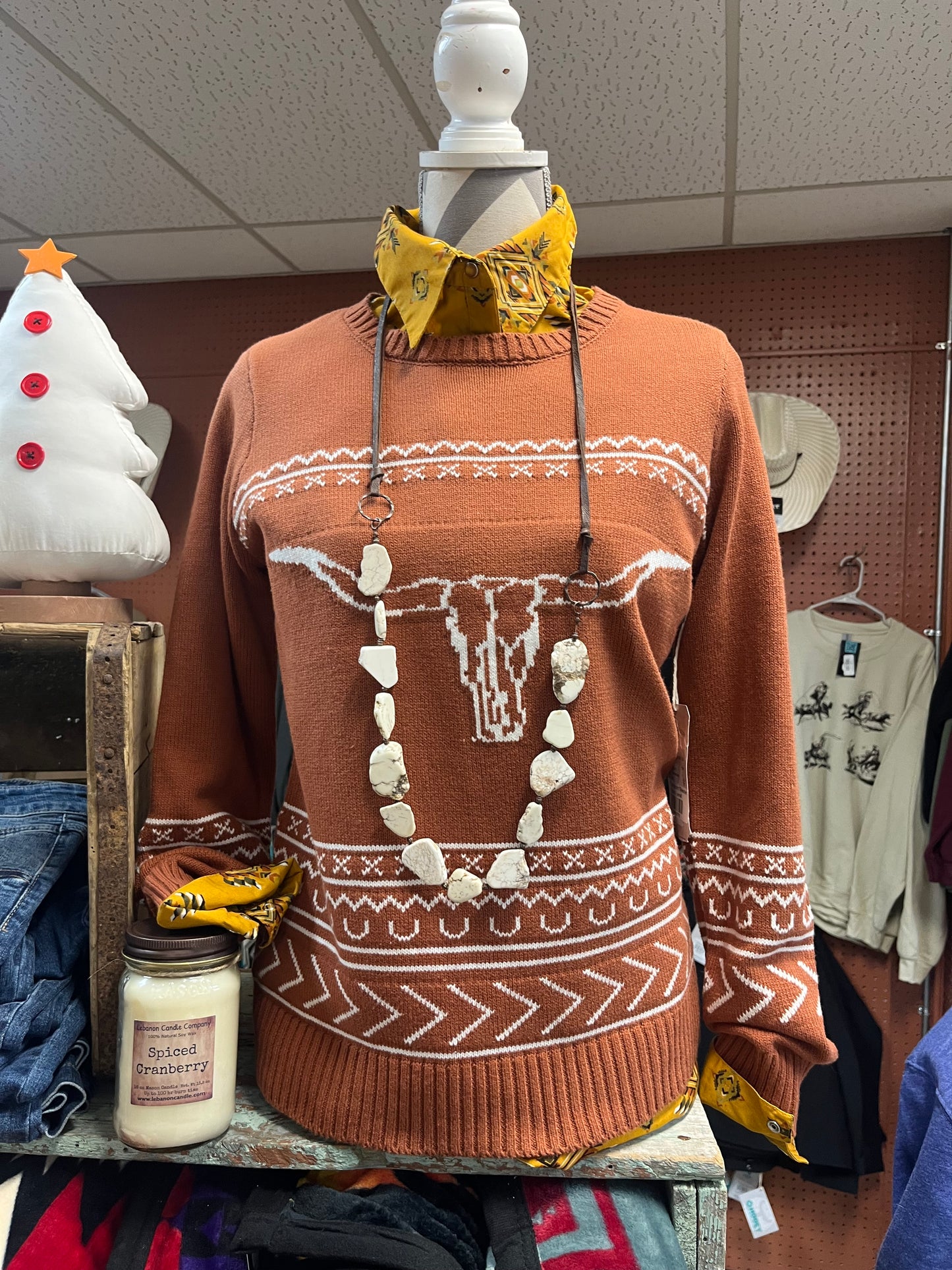 Rust Longhorn Sweater - Wines'Designs