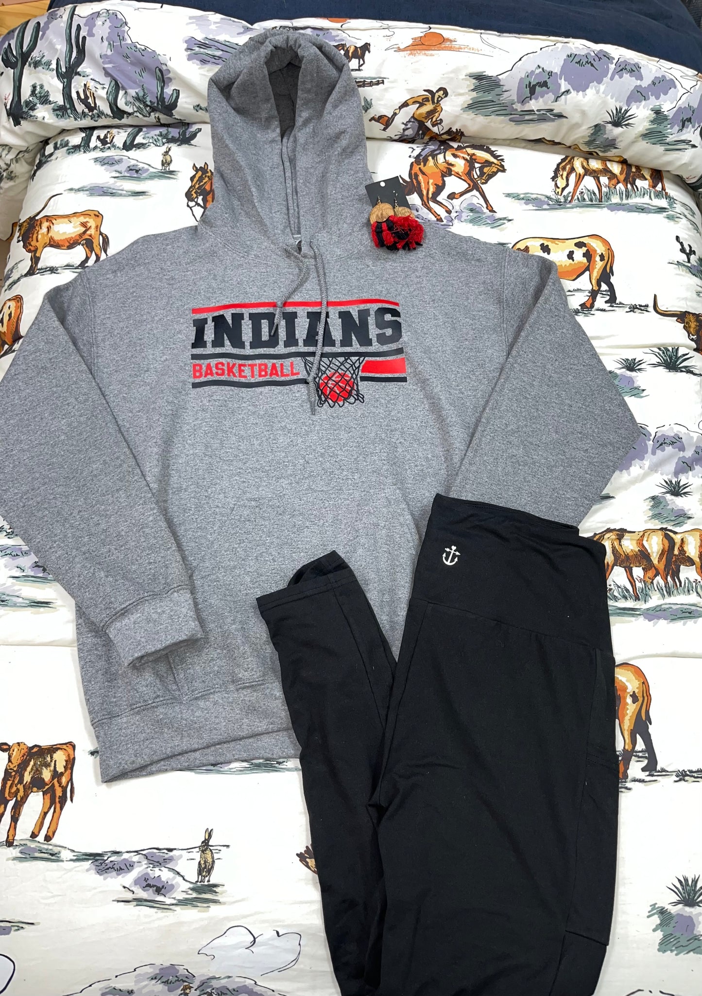 Indians basketball grey hoodie