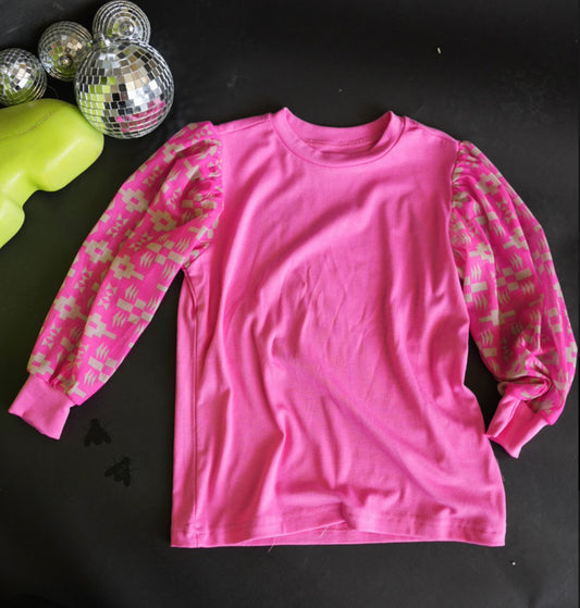 Pink Aztec long sleeve toddler tee - Wines'Designs