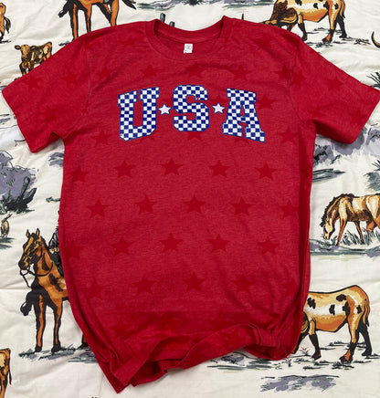 Checkered USA tee - Wines'Designs