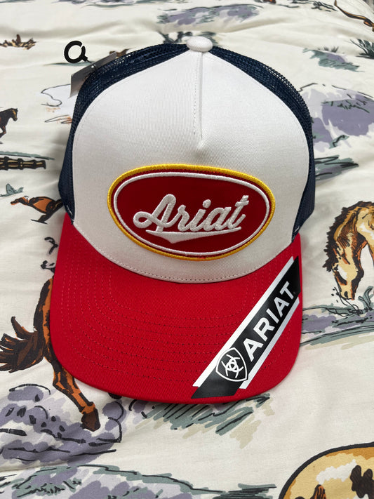 Ariat-Oval logo on a white/blue/red cap - Wines'Designs