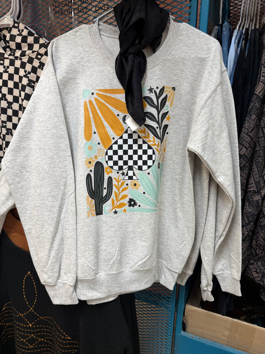 Western flowers and checkered spade