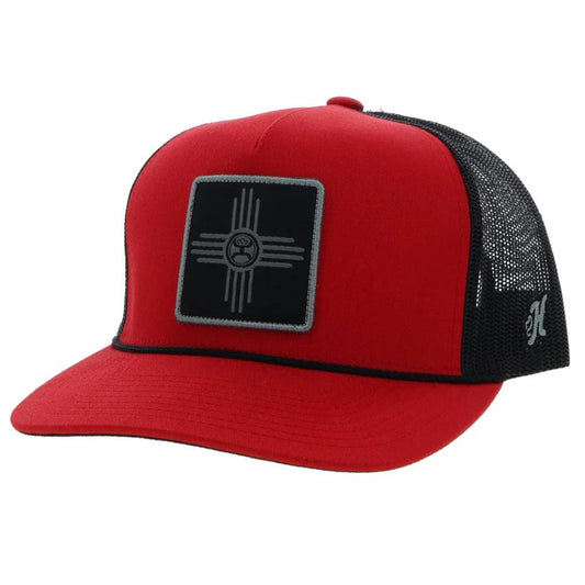Zia Hooey Red / Black 5-Panel Trucker with Black / Grey Logo - OSFA