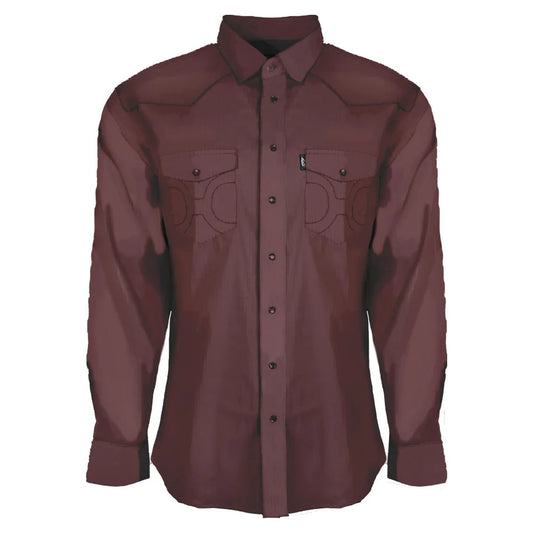 Dos Sol Men's Brown Long Sleeve Pearl Snap with Lens Cleaner - L