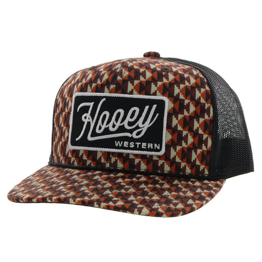 Lakota Hooey Brown / Black 6-Panel Trucker with Black / White Rectangle Patch - OSFA