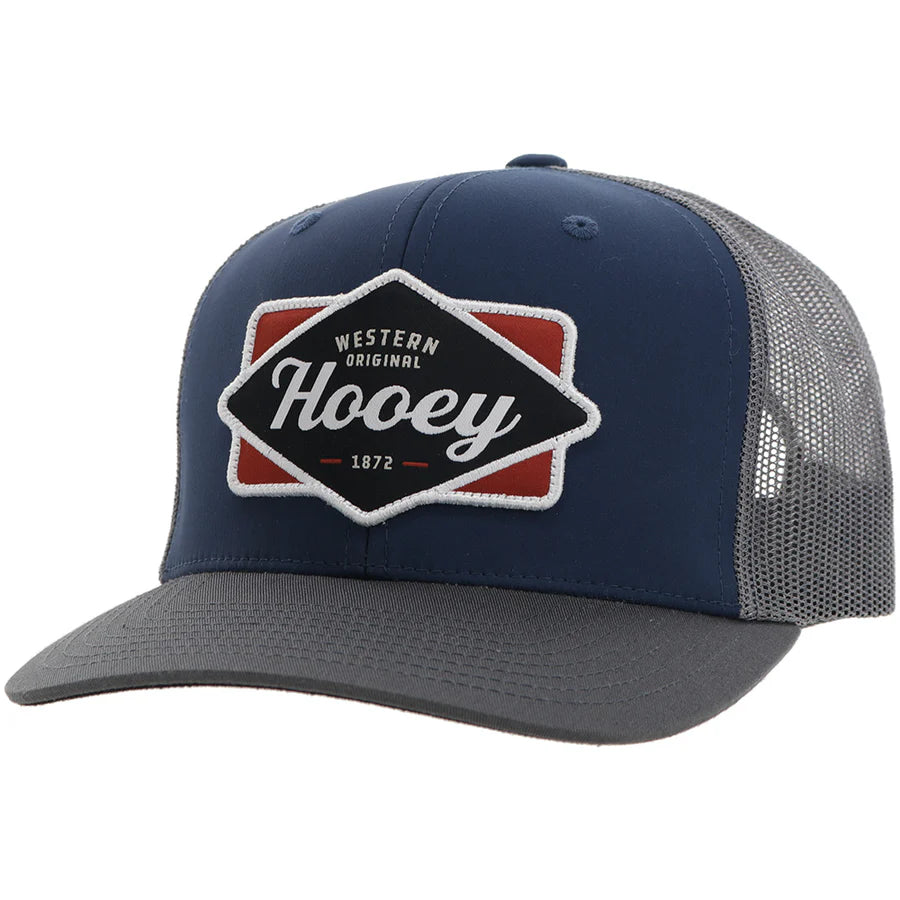 Diamond Hooey Navy / Grey 6-Panel Trucker with Navy / White / Red Patch - OSFA
