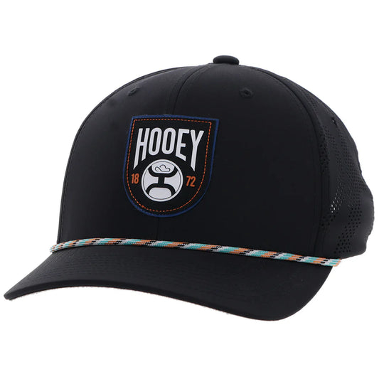 Bronx Hooey Black 6-Panel Trucker Black / White / Teal Patch - OSFA