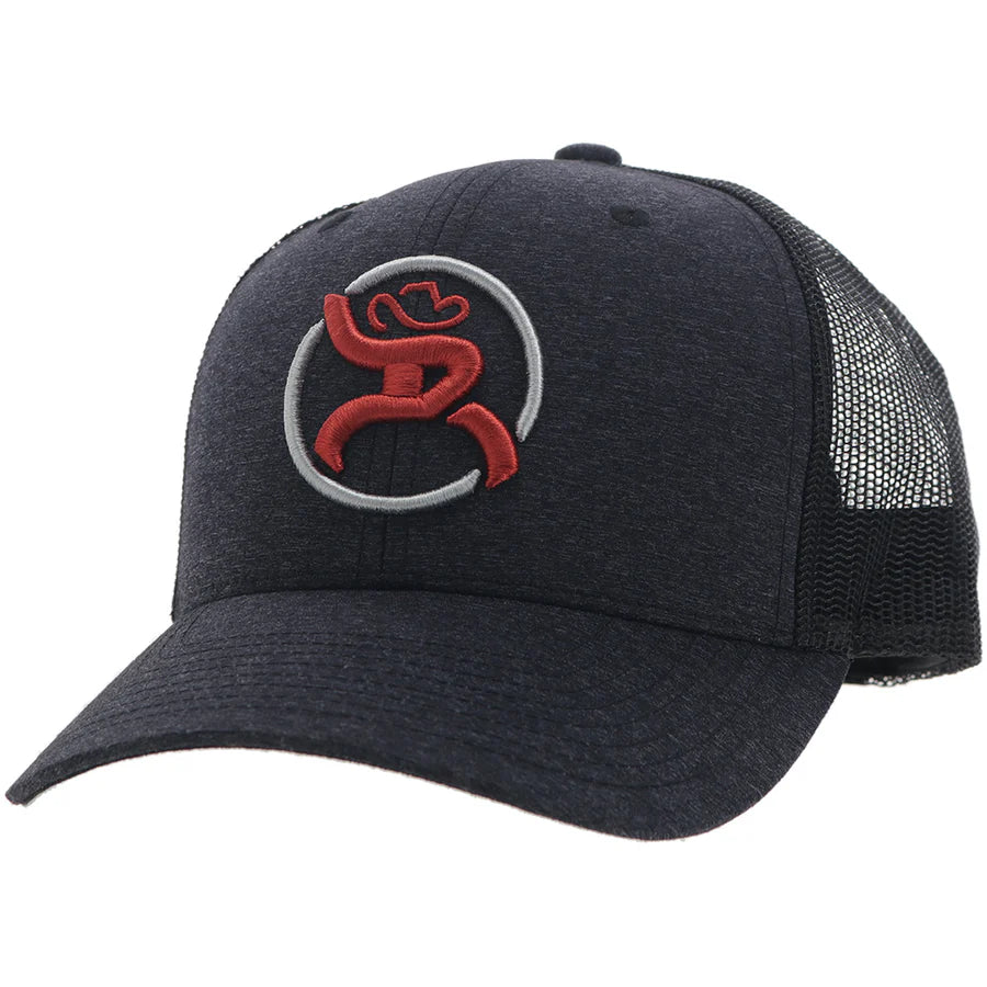 Strap Roughy Charcoal / Black 6-Panel Trucker with Red / White Circle Logo - OSFA