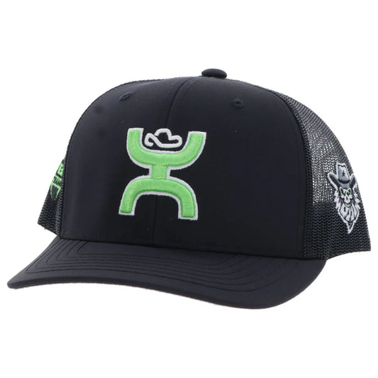 Austin Gamblers Black 6-Panel Trucker with Neon Green Hooey - OSFA