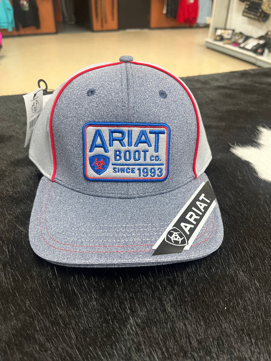 Ariat-Heather patch logo on a grey hat - Wines'Designs