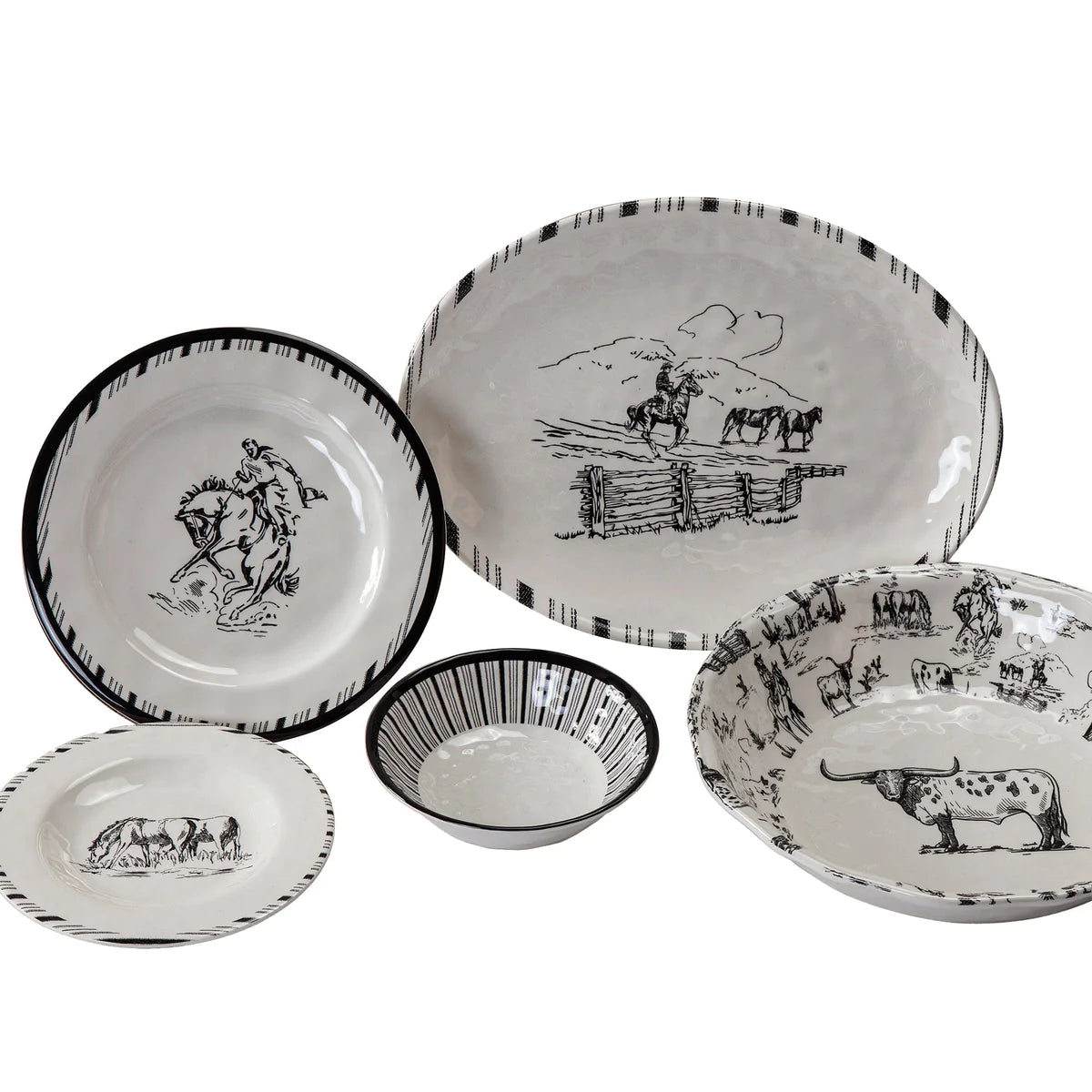 Ranch Life Melamine Dinnerware Set 14 pc - Wines'Designs