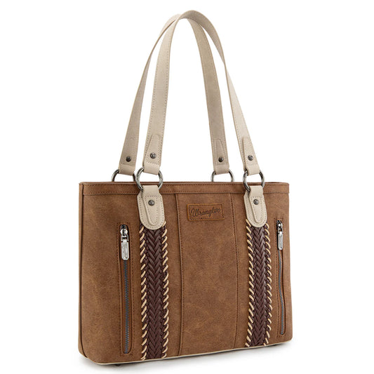 WG217-2002 Wrangler Braided Whipstitch Zippered Tote