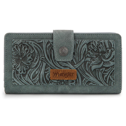WG339-W080 Wrangler Western Floral Tooled RFID Wallet