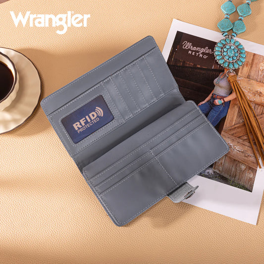 WG339-W080 Wrangler Western Floral Tooled RFID Wallet