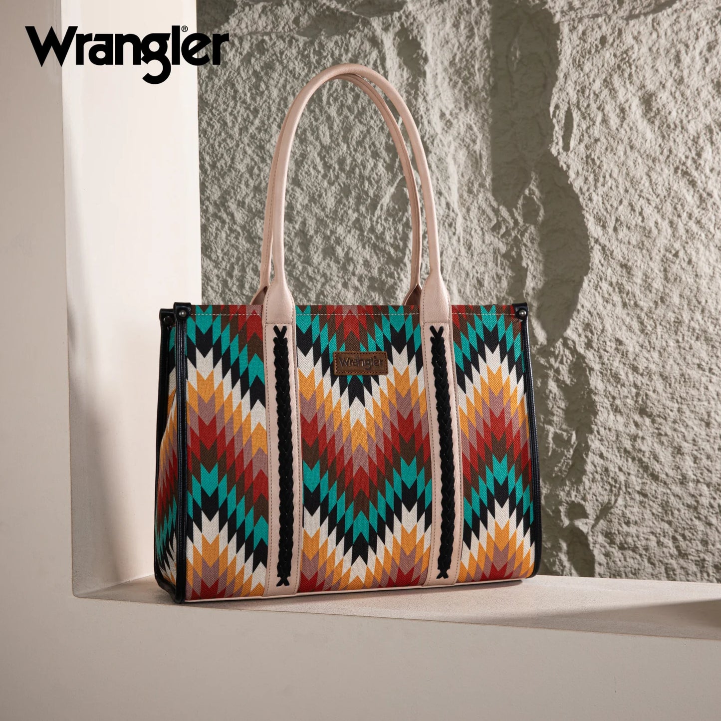 Turquoise, red, and yellow aztec Wrangler crossbody