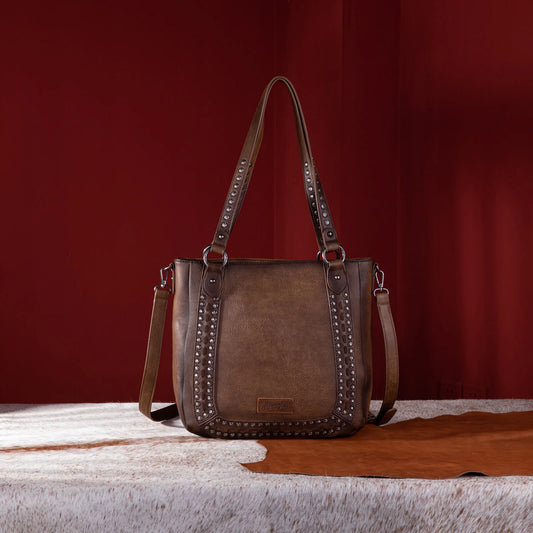 Brown leather Wrangler purse with rivets