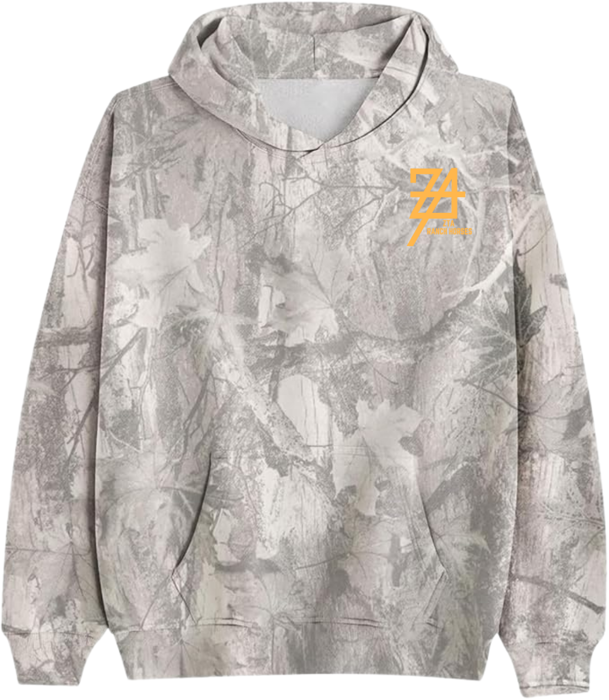 Camouflage hoodie with a logo on a white background