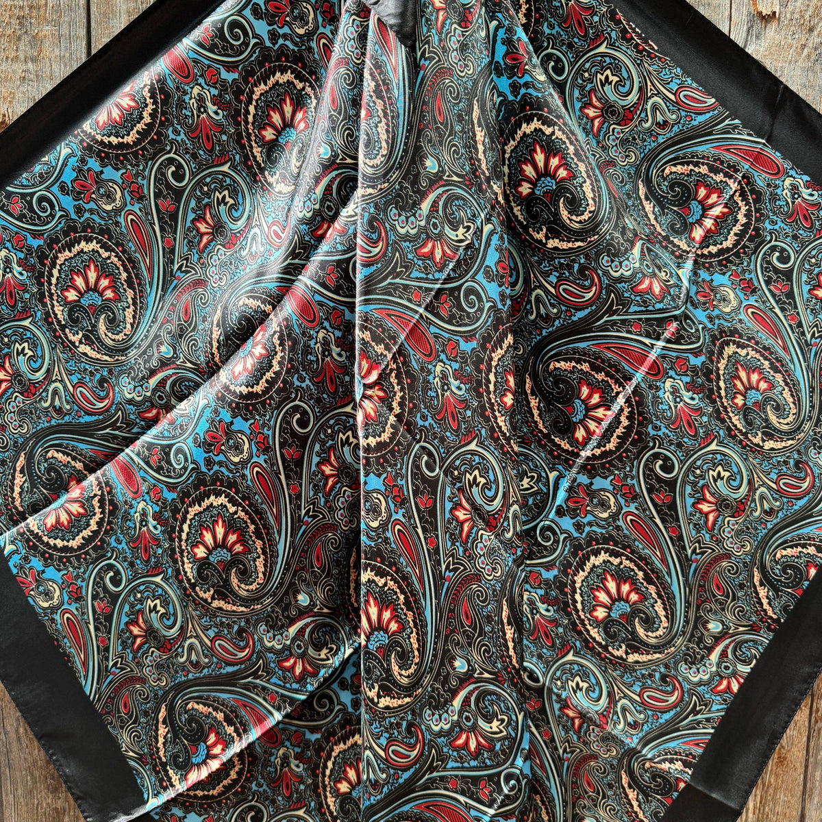 Black Floral Wild Rag - Western Scarf
