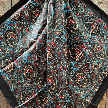 Black Floral Wild Rag - Western Scarf