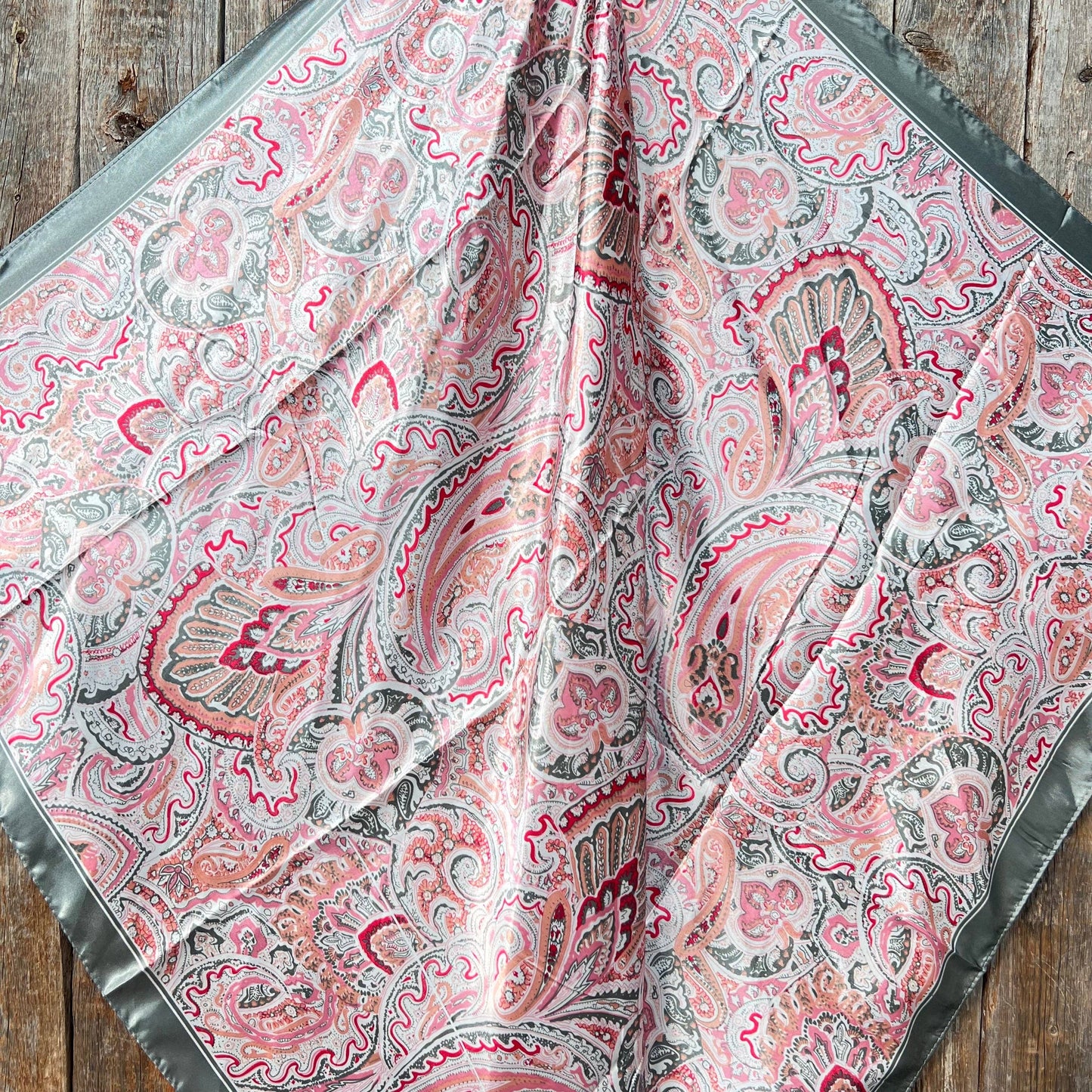 Pink & Grey Paisley Wild Rag - Western Scarf