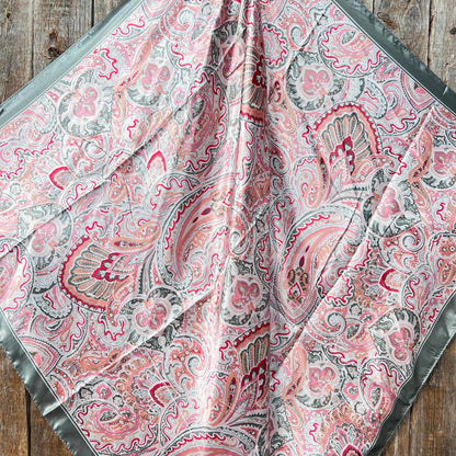 Pink & Grey Paisley Wild Rag - Western Scarf