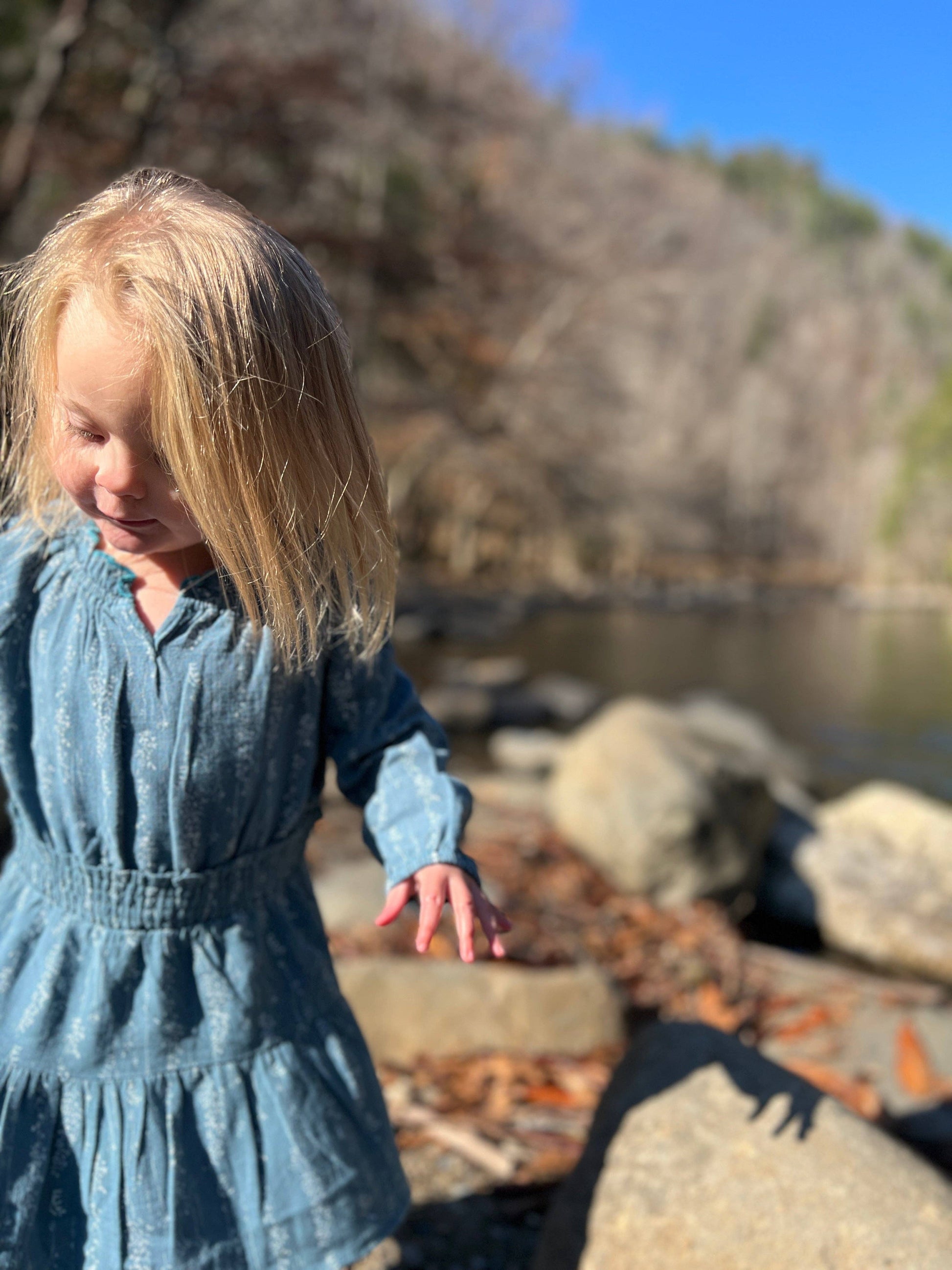 Vignette - Willow dress in teal twiggy print: 6y - Wines'Designs