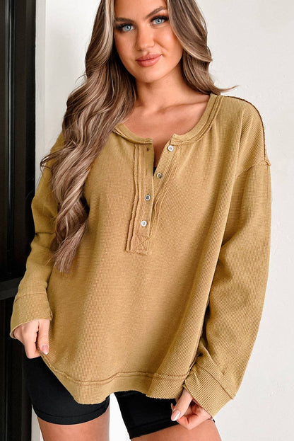 Camel Relaxed Henley Top