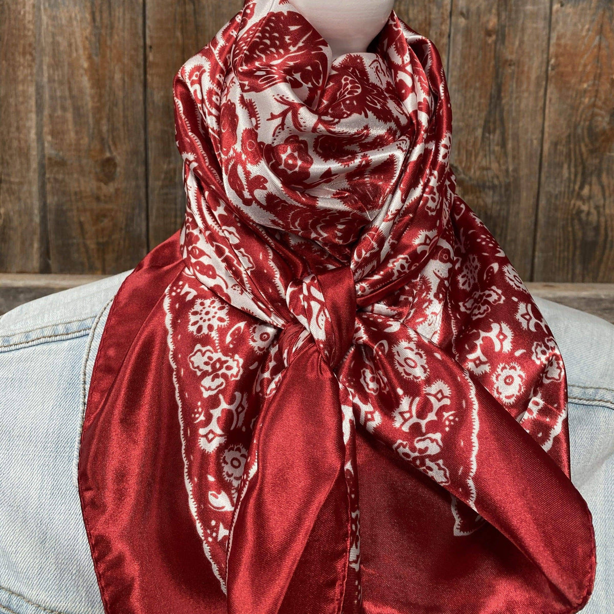 Red & Cream Paisley Wild Rag - Western Scarf