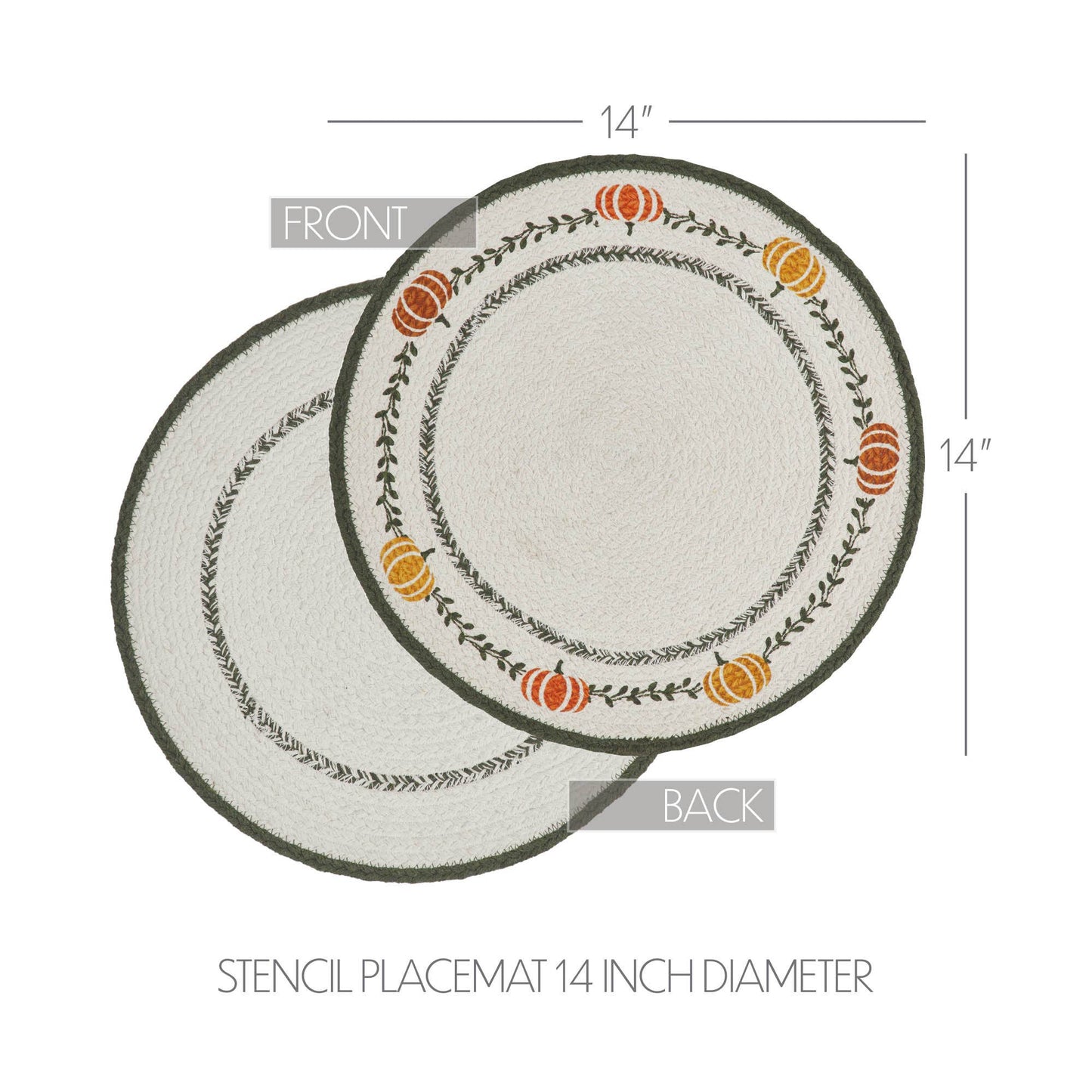 VHC Brands - Pumpkin Bounty Stencil Placemat 14 inch Diameter - Wines'Designs