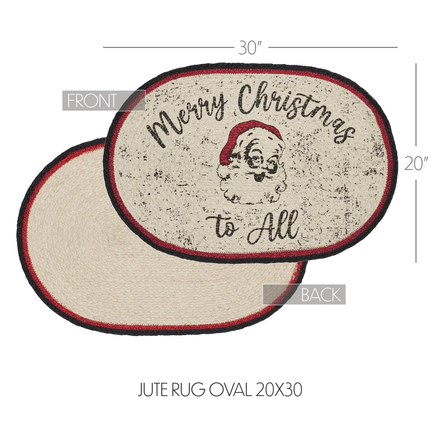 VHC Brands - Jolly Ole Santa Jute Rug Oval 20x30 - Wines'Designs