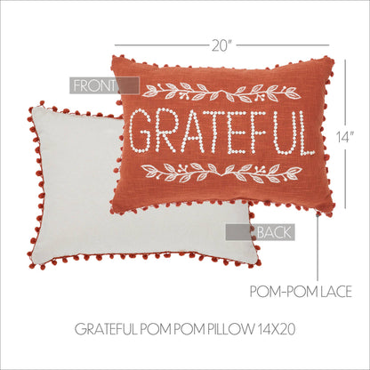 VHC Brands - Grateful Pom Pom Pillow 14x20 - Wines'Designs