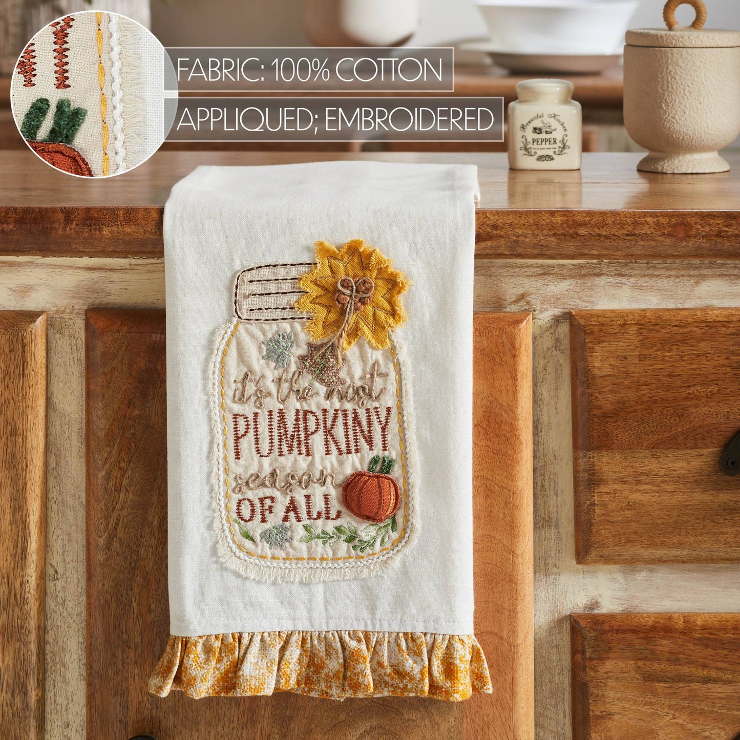 VHC Brands - Pumpkiny Season Tea Towel 19x28 - Wines'Designs