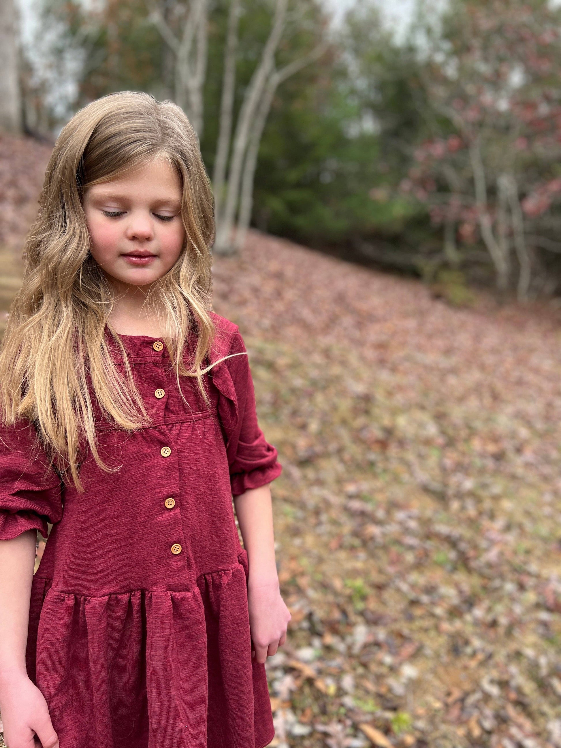 Vignette - Gabby dress in maroon: 2y - Wines'Designs