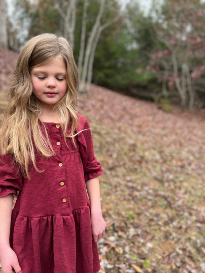 Vignette - Gabby dress in maroon: 4y - Wines'Designs