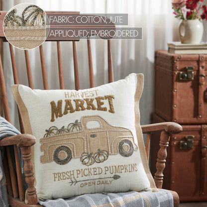 VHC Brands - Harvest Market Fresh Picked Pumpkin Truck Pillow 18x18 - Wines'Designs