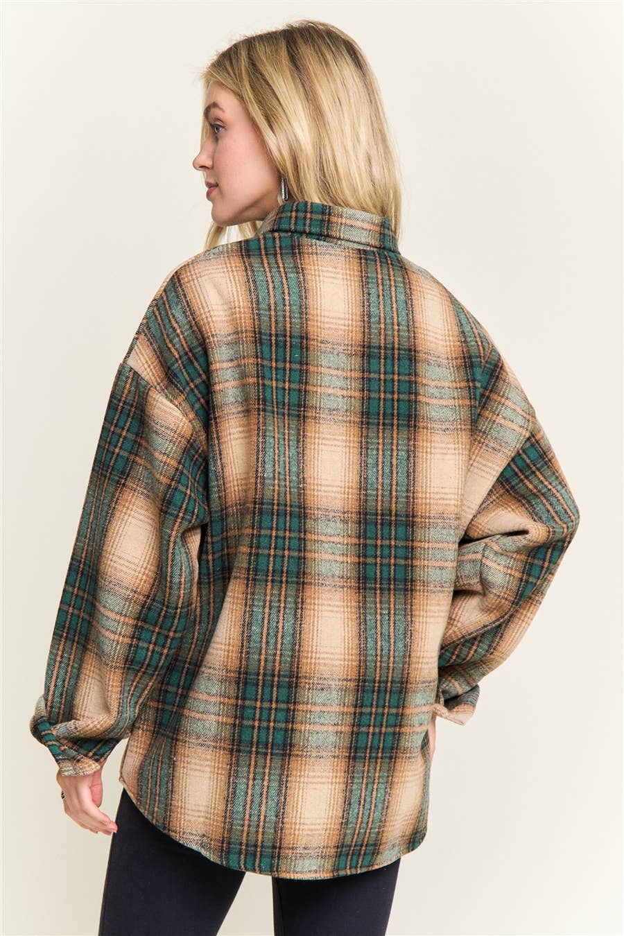 PLAID SHERPA-LINED BUTTON DOWN SHACKET