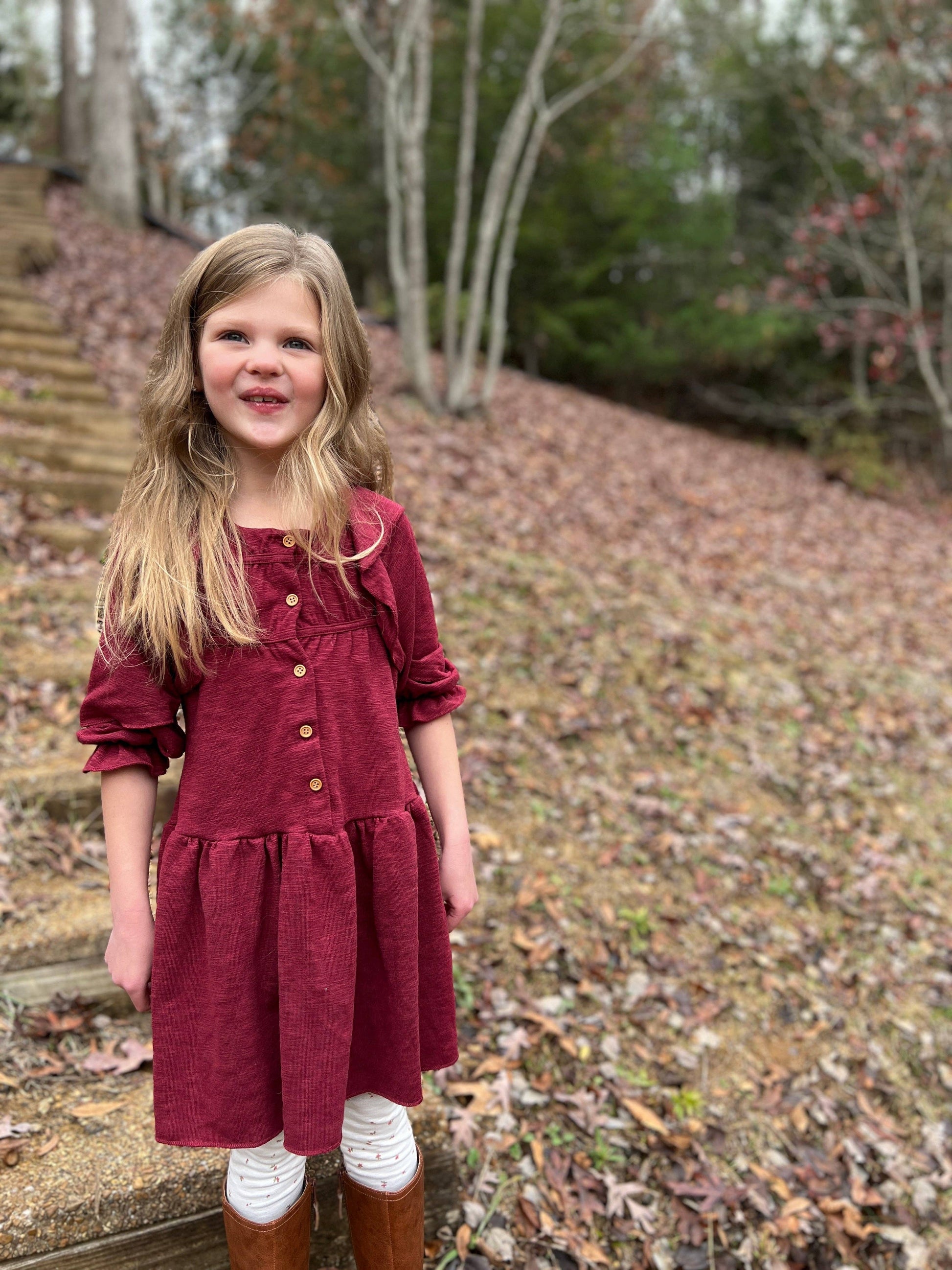 Vignette - Gabby dress in maroon: 2y - Wines'Designs