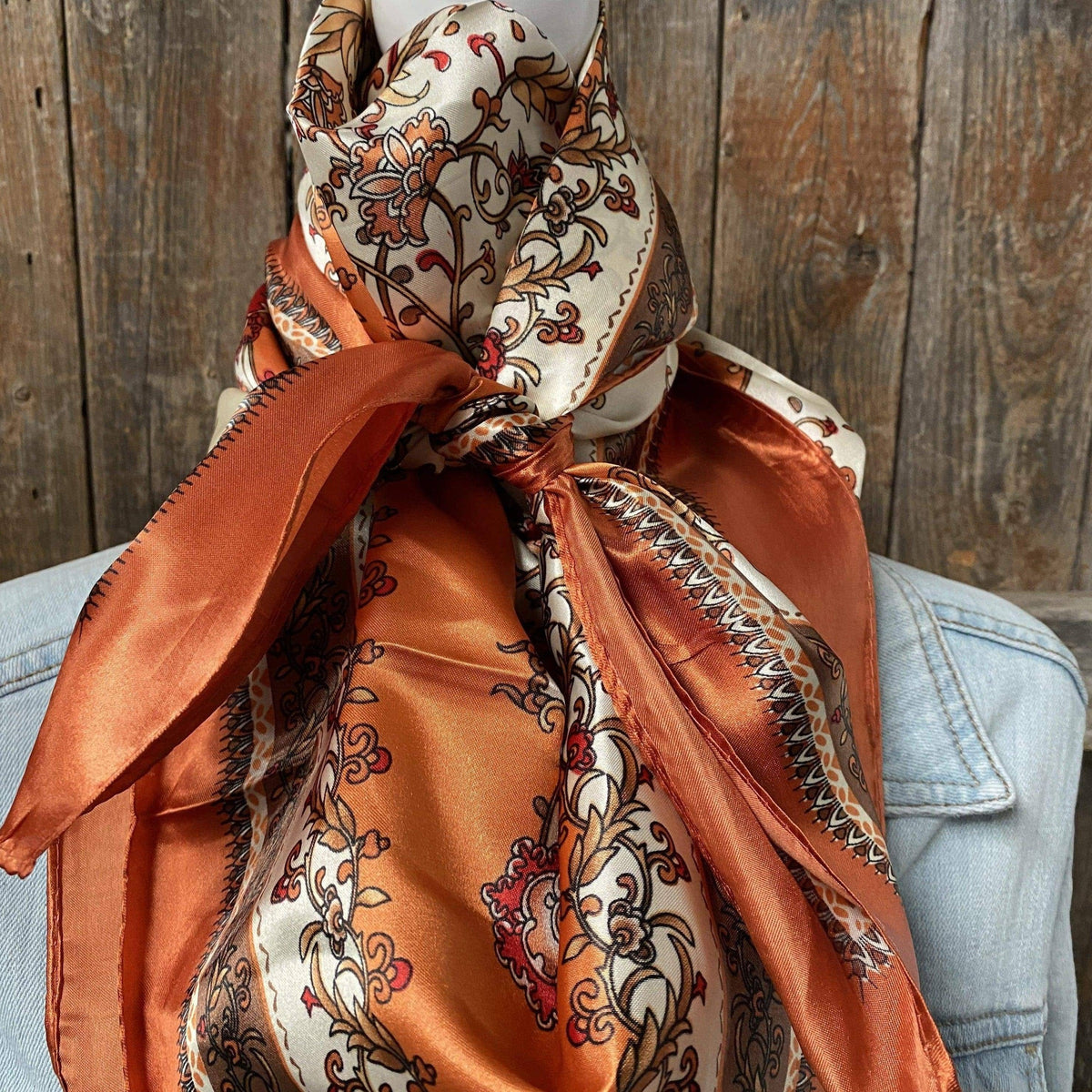 Burnt Orange & Tan Wild Rag - Western Scarf