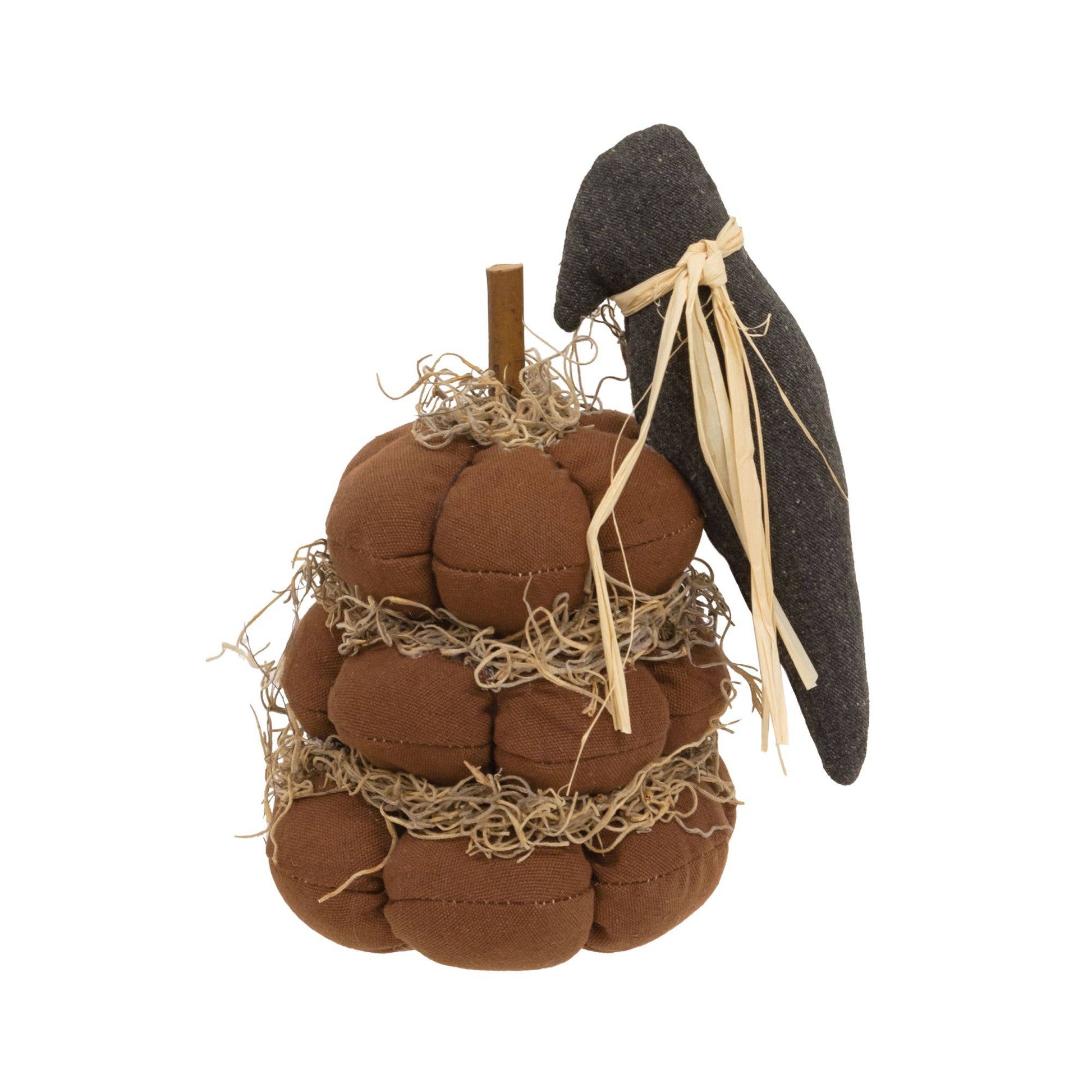 The Hearthside Collection - Stuffed Pumpkin Stack w/Primitive Crow - Wines'Designs